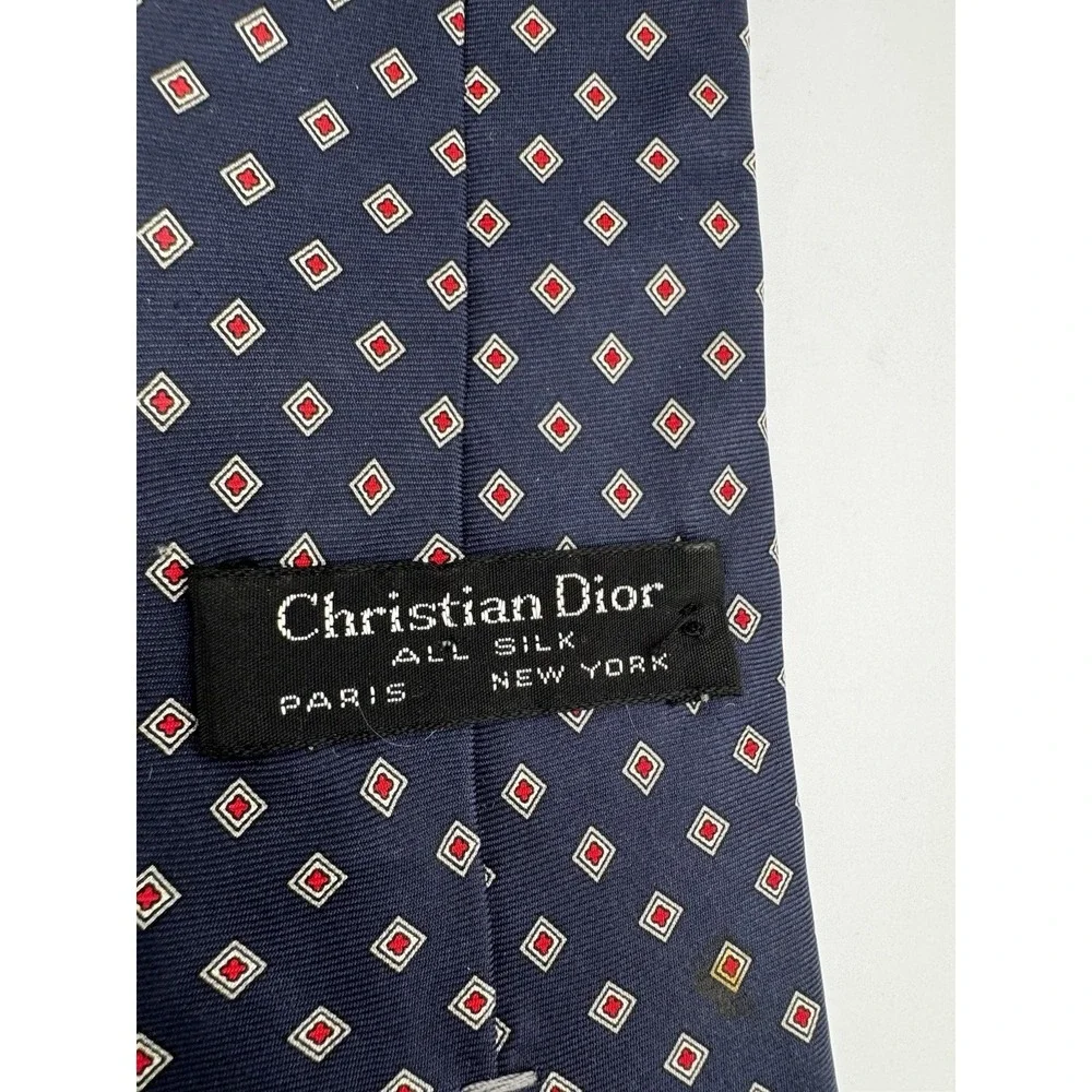 Christian Dior Men's 100% Silk Made In The USA Of Imported Fabric Navy Blue A2